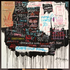 Hommage à Basquiat, 2012 Technique mixte sur toile, signé et titré au dos 170 x 170 cm Estimation : 4 000 - 5 000 € Prix Premium : 6 350 € Aguttes - Cannes - 10/08/2012